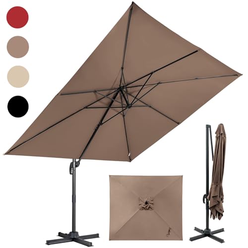 RELAX4LIFE Parasol Déporté Rectangulaire 3x3M, Parasol de Jardin Exterieur Inclinable et Rotative...