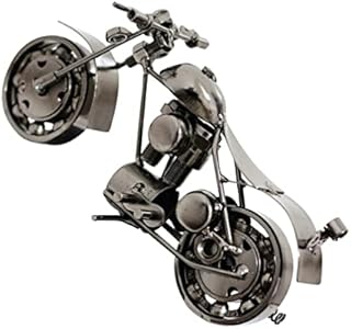 NUOBESTY Metal Motorcycle Model Vintage Metal Motorbike Desktop Ornament Die Cast Motorcycle Decor (Silver)