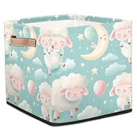 Large Fabric Storage Cubes with Handles, Funny Sheep Cube Storage Bins Organizer Boxes Cube Baskets for Organizing Closet Shelves（13x13x13Inch）