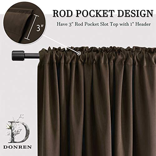 Image of DONREN 96 Inches Long 2 Panels Blackout Curtain Panels for Bedroom - Rod Pocket Thermal Insulated Drapes for Living Room(Coffee,52 x 96)