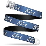 Ford Belt, Seatbelt Buckle Belt, Ford Script Blue White, Youth 22 to 32 Inches