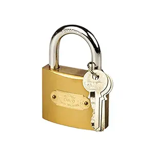 Homeproducts4u Mebio Hard Stainless Steel Pressing Lock with 3 Keys, 50 mm (Brass)