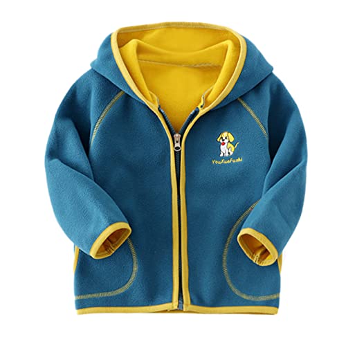 Fall Jacket for Toddler Toddler Boys Girls Long Sleeve Cartoon Dog Prints Winter Fleece Zippered (Dark Blue, 7-8 Years)