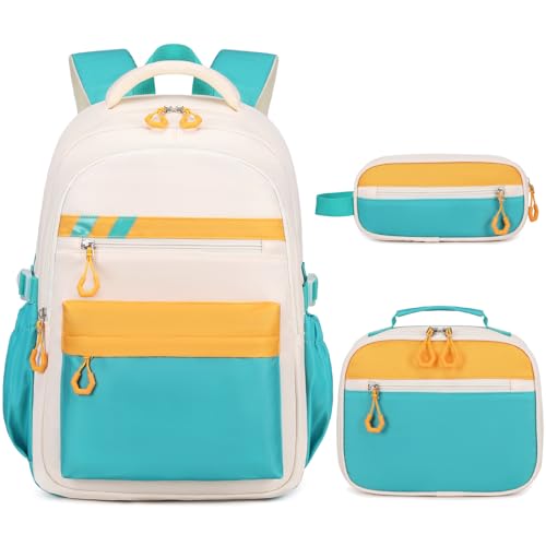 Backpack for Girls, 3Pcs Girls Backpacks with Lunch Bag Pencil Case, Kids School Backpack for Teen Girl Students Kindergarten Elementary Middle High School Bookbag Set