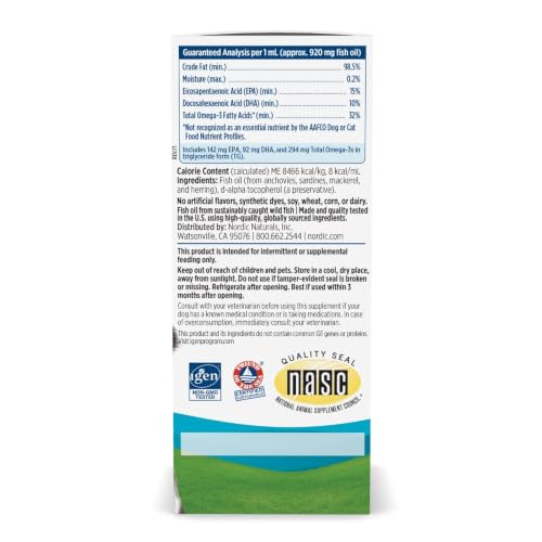 Image of Nordic Naturals Omega-3 Pet, Unflavored - 2 oz - 294 mg Omega-3 Per One mL - Fish Oil for Small Dogs & Cats with EPA & DHA - Promotes Heart, Skin, Coat, & Immune Health (60 ML, Unflavored)