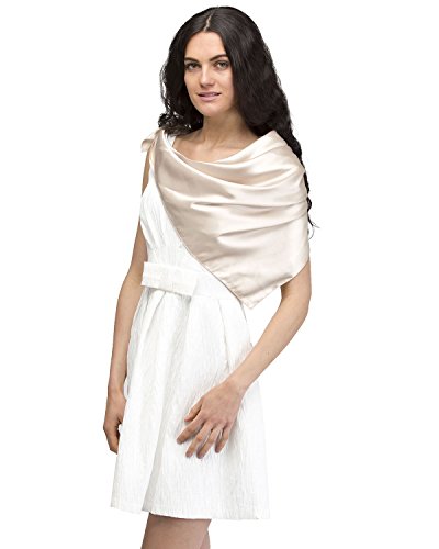 Image of Basic Sense Super Soft Classic Plain Solid Satin Silk Feeling Square Scarf, 35 x 35 inches(90 X 90 cm), Champagne Gold