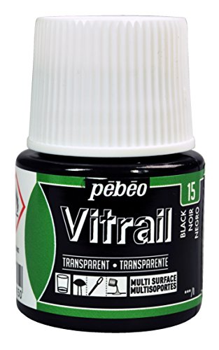 Pebeo Vitrail, Stained Glass Effect Paint, 45 ml Bottle - Black, 1.52 Fl Oz (Pack of 1)