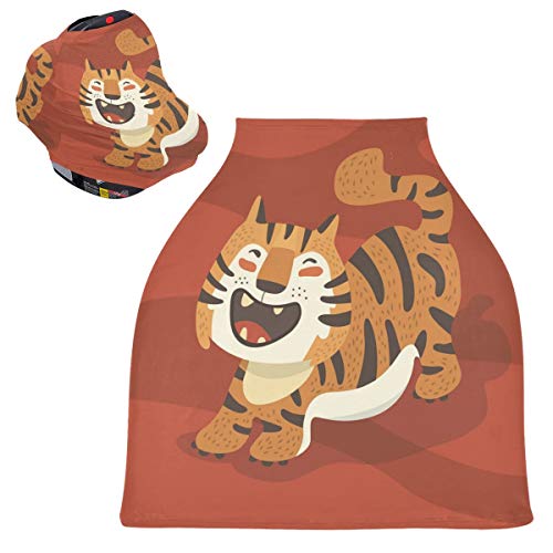 かわいいジョイタイガーベビーカーシートカバーキャノピー伸縮性看護カバー幼児用母乳の男の子の女の子のための通気性防風冬のスカーフ