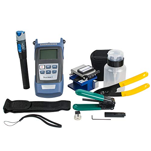 Enshey Fiber Optic Ftth Tool Kit Ftth Assembly Optical Fiber Termination Tool Kit With Fc-6S Cleaver Optical Power Meter Visual Fault Locator Finder Cable Cutter Stripper 5Km #TOP1