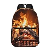NBCCDVSH Burning Firewood Large Fireplace Travel Backpack for Women Men 15.6 inch Laptop Backpack Waterproof Work Business Daypack
