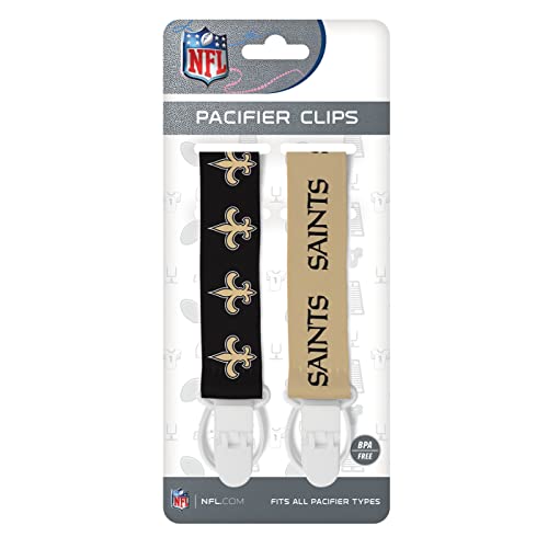 Image of Baby Fanatic Officially Licensed Unisex Pacifier Clip 2-Pack - NFL New Orleans Saints - Officially Licensed Baby Apparel