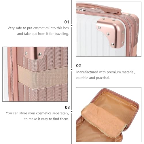Image of GVND Travel Makeup Case Hard Shell Cosmetic Organizer, Waterproof ABS Vanity Box with Zipper Compartments, Elastic Strap & Carry Handle for Women & Girls (Pink)