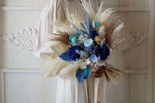 Ramo de Pasto Florido Seco Azul para Bodas y Eventos miniatura 2