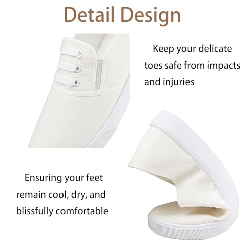 Image of Womens White Canvas Sneakers Lightweight Lace Up Fashion Comfortable Canvas Shoes Low Top Slip On Casual Tennis Walking Shoes Women Footwear