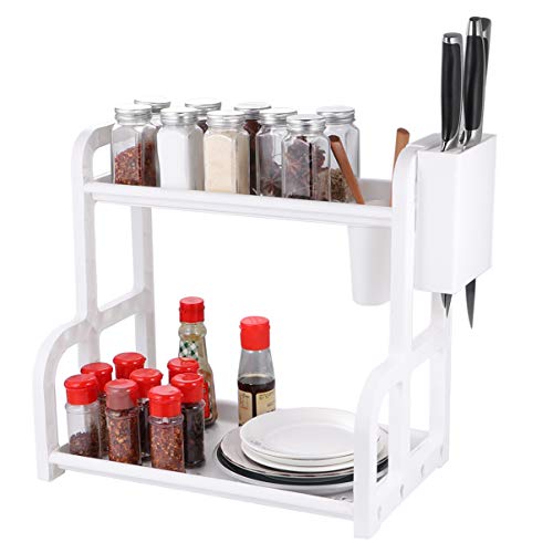 TOPBATHY Cremalheira Do Spice 2 Camadas Bancada Prateleira De Armazenamento de Plástico Suporte para