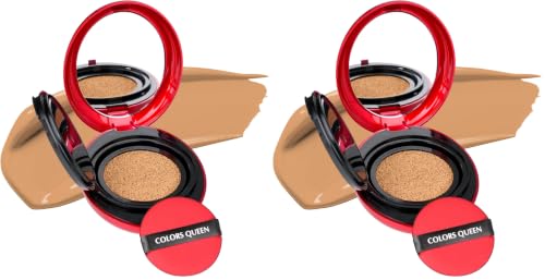 Image of Colors Queen Red Cushion Foundation | Ultra-Light Weight Formula | Satin Glow Finish with Full Coverage | Nourishing & Hydrating | 72 Hours Long Lasting Cushion Foundation for Women | Suitable for All Skin (04 - Honey Silk, 18g)