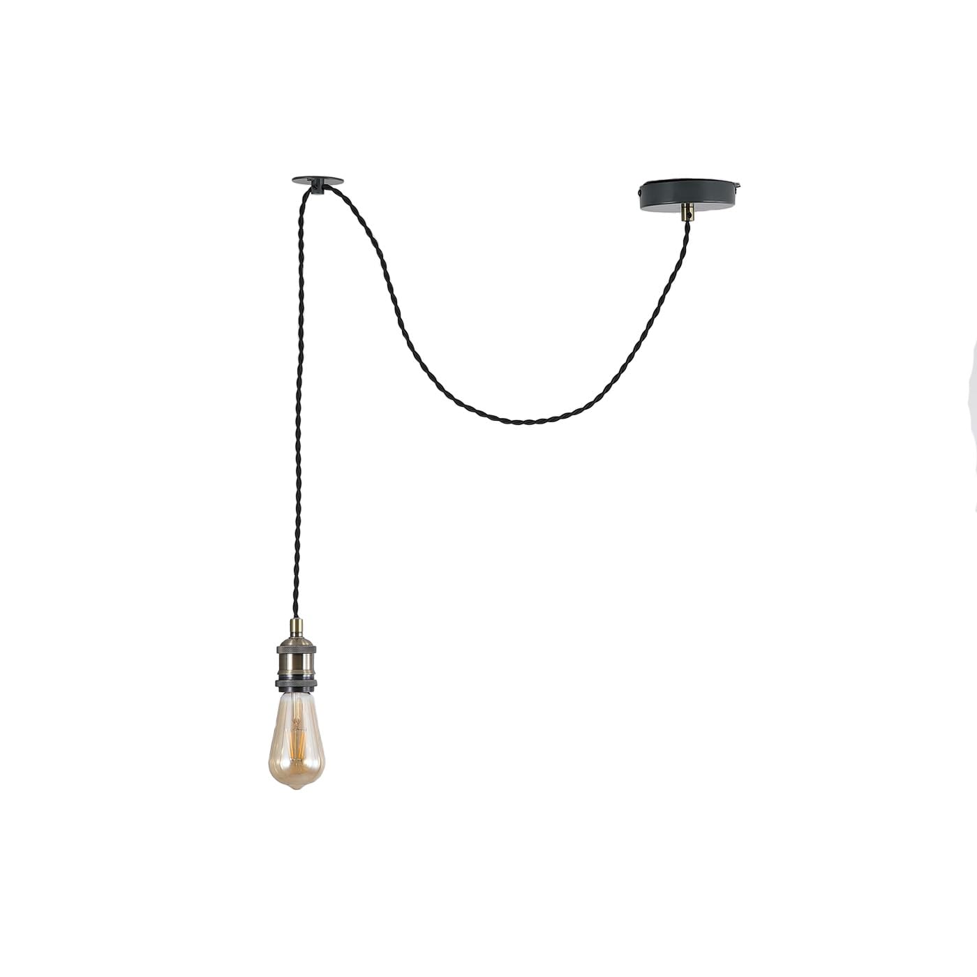 Kairui Lighting 1-Light Spider Light Chandelier | E27 Antique Bronze Base,130cm Adjustable Twisted Wire Pendant Light Ceiling Light Fixture,for Dining Hall (Bulbs Included)