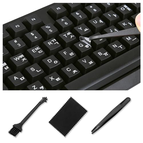Korean Keyboard Stickers[5 in 1],3D Keyboard Letter Replacement Sticker Hangul for Computer Laptop Notebook Desktop,Korean Borderless Alphabet Stickers, Leaves Only White Letters