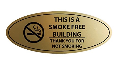 Panneau ovale pour bâtiment sans tabac doré brossé Signs ByLITA