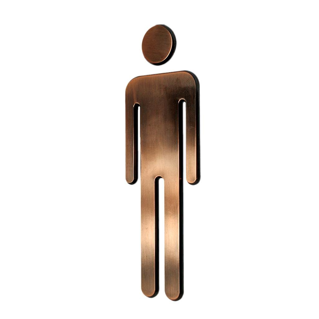 P Prettyia Calcomanías de WC para Hombre Y Mujer, Letreros de Baño, Placa de Señalización para Baño, Baño - Bronce, Individual