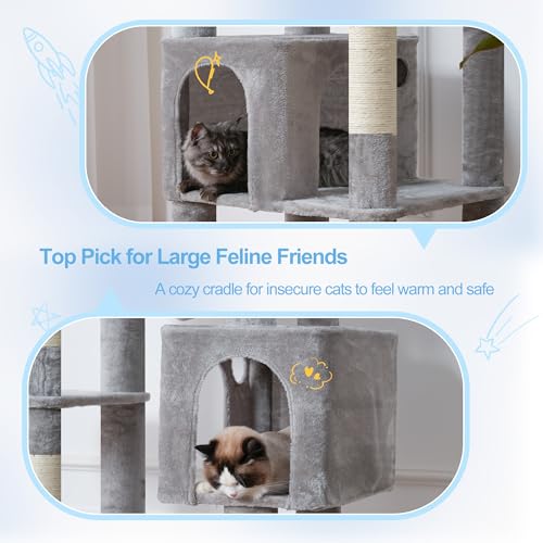 Torre para gatos Hey-brother de 80.7 pulgadas color gris claro miniatura 4