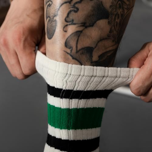 Women Crew Striped Socks Retro Slouch Scrunch Casual Socks Calf Athletic Comfort Cotton Sock4