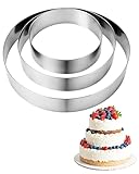 EORTA 3pcs Round Cake Ring Set, 6/8/10 Inch Stainless Steel Pancake Biscuit Cutter Tier Cake Maker Circle Mold