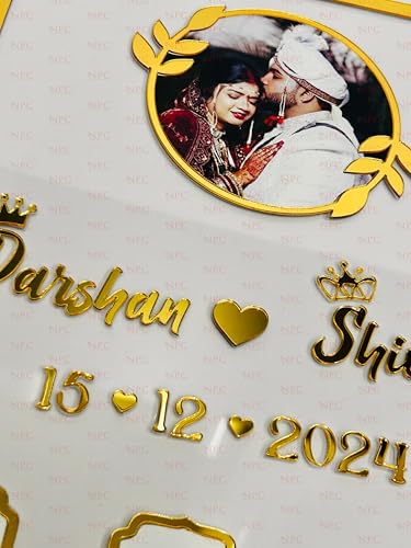 Image of Couple Thumb Gift with Photo | 29 * 21 CM | Wedding Thumb Print |Finger Print Gift| Personalized Text & Photo | Valentine's day Gift