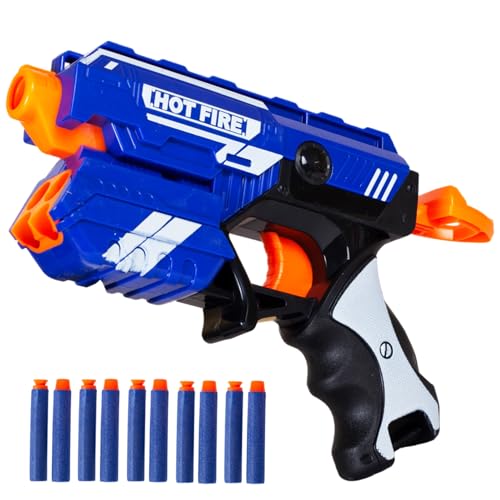 Gooyo GY-7037 Blaze Storm Bullet Toy Gun with 5 Foam Bullets & 5 Suction Dart Bullets for Kids | Fun Target Shooting Blaster Gun Toy | Blue Color, (Battery Not Required)