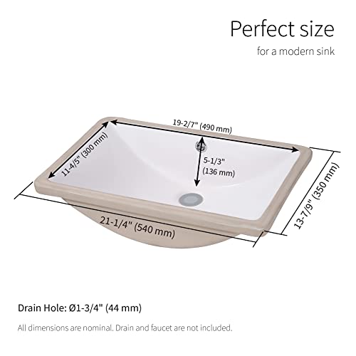 Amashen 62070002 21 Inch Rectangular Undermount Bathroom Sink thumb #2