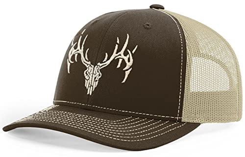 Horn Gear Trucker Hat - Deer Skull Hat Edition (Brown/Khaki) #TOP1