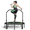 BCAN 450/550 LBS Foldable Mini Trampoline, 40″/48″ Adult Fitness Trampoline with Bungees, U Shape Adjustable Foam Handle, Stable & Quiet Exercise Rebounder,Indoor/Outdoor Workout
