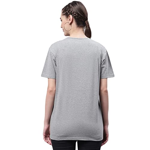 Image of Mack Jonney Women Round Neck Cotton Solid Regular Fit T-Shirt-T Anthraa 001-P