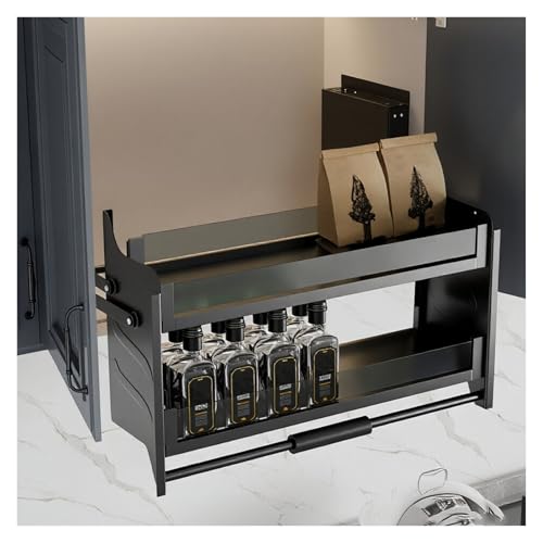 Genérico Estante De Almacenamiento De Gabinete Desplegable 2 Niveles,Cesta Elevación Ajustable,Estante Especias For Gabinete Superior Del Hogar,Capacidad Carga 15kg(610x270x535mm)