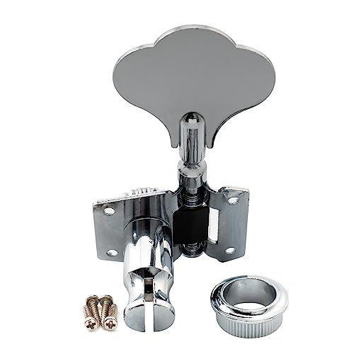 Image of Musiclily Basic 4-in-line 24:1 Ratio Open Gear Machine Heads Tuners Tuning Pegs Keys with Clover Button for Electric Bass, Chrome