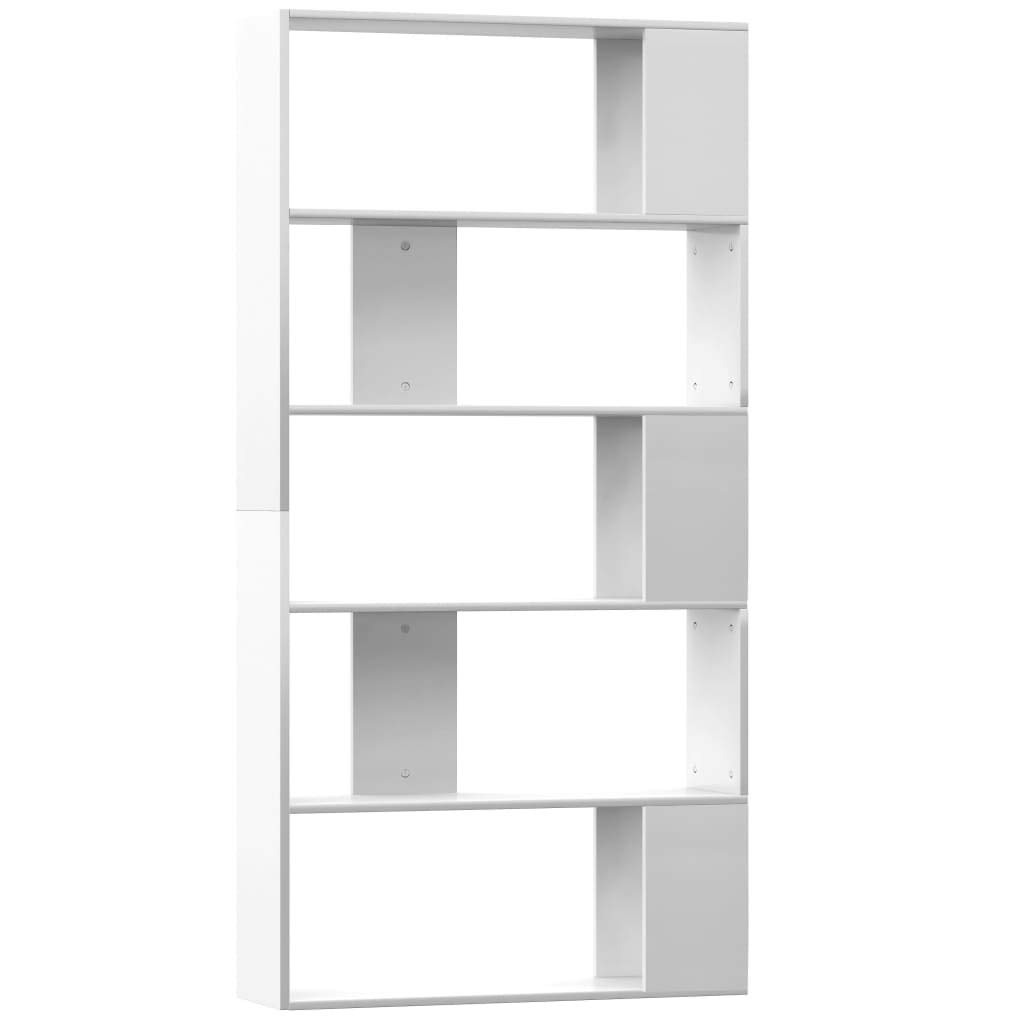 Festnight Boekenkast, hoogglans-wit, 98 x 30 x 98 cm, spaanplaat met 7 open kubussen en 2 deuren, archiefkast, wandrek, ruimteverdeler, ruimteverdeler, kast, kantoorrek