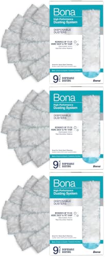 Image of Bona Disposable Duster Refills - High Performance Dusting System - Microfiber Dusters Remove Dust and Pet Hair for Quick Spot Cleaning, 9 Count (Pack of 3)