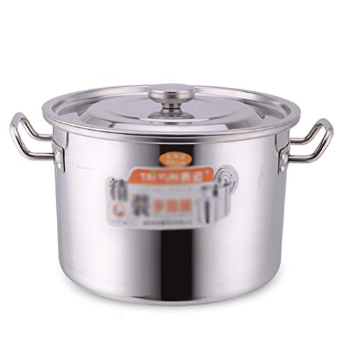 GXXINGIN Olla para Sopa de Acero Inoxidable 304 Espesada, para Uso Comercial en hostelería, con Tapa para Cocina de Gas o de inducción (8-92 L). Olla para Sopa (tamaño: 20 L).