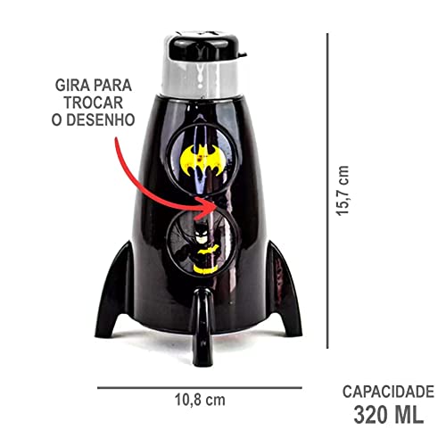 Garrafa Foguete Batman 320 ml Garrafinha para Criança