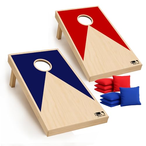 Offizielles Cornhole Spiel aus Holz – 90×60 cm – Premium Holzbretter – Komplettes Set mit 2 Boards + 8 Säckchen – Robustes Wurfspiel für draußen, Garten, Strand & Events – Original Corner