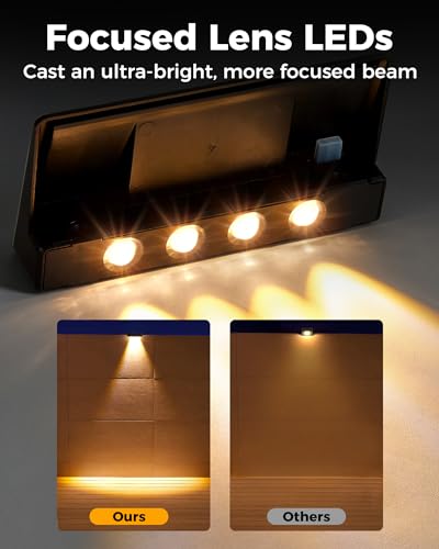 Solar Fence Lights for Outdoor Use - 4 Pack, Waterproof and Bright