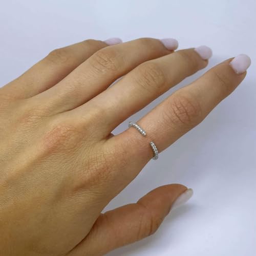 0.12 Ctw Natural Diamond Open Wedding Band for Women Sterling Silver Diamond Open Stackable Band Ring Size 4-12 (0.13 ctw, G-H Color, I2-I3 Clarity)4