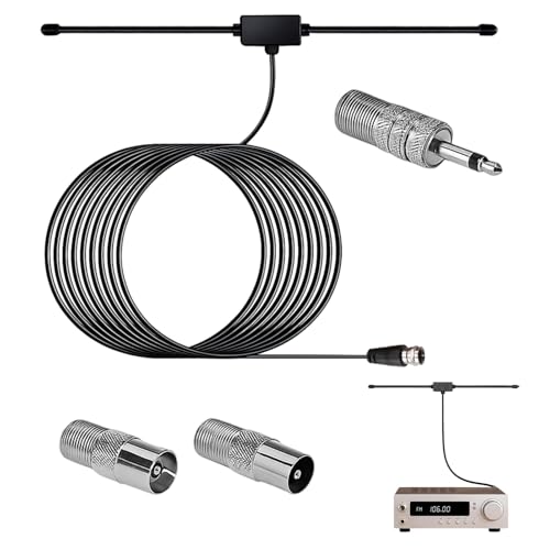 Antena FM y Dab para Equipo de Sonido, Radio FM 75 Ohmios con Conector Tipo F, Antena Radio FM para Receptor AV, Cine en Casa, Cable de Extensión 3M, Antena de Radio para Estéreo