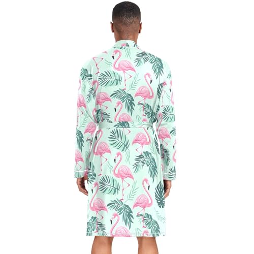 STAYTOP Beautiful Flamingos Men's Kimono Soft Robe Nightgown Long-Sleeve Pajamas Bathrobes3