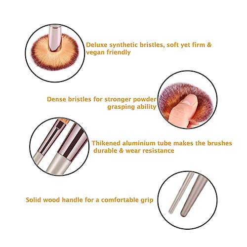 Makeup Brush Set including Blush, Contour, Foundation, Flat, Angled, Blending, Definer & Concealer Make up Brushes - Image 3