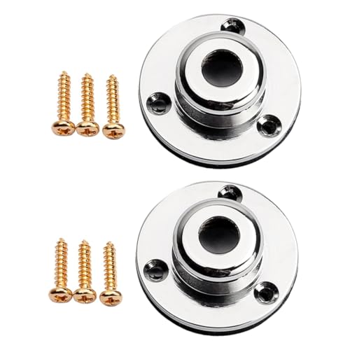 Mikinona 2pcs Endpin Jack Guitar Strap Button Acoustic Guitar Locking Tuners Chrome
