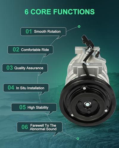 Image of SCITOO AC Compressor fit for Chrysler for PT Cruiser 2.4L 2001-2010 | Fast Cooling, Ultra Low Noise (≤72 dB)Air Conditioner Compressor with Clutch, Easy Installation, 68338 78387 78399 RL058163AD