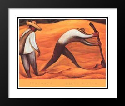 Diego Rivera Framed and Double Matted Art Print 20x23 "Peasants"