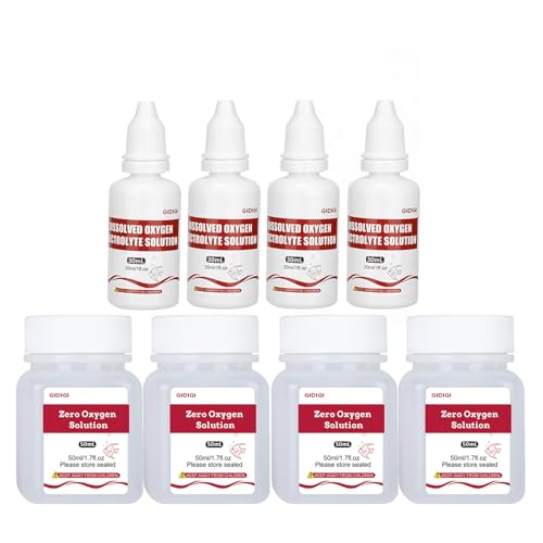 Zero Oxygen Calibration Solution and Electrolyte Solution 8pcs for Dissolved Oxygen Meters, 4 Bottles 50ml Zero-Oxygen DO Standard Solution, Applicable for All Brands of Dissolved Oxygen Testers