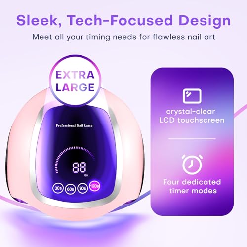 Image of UV Nail Lamp, 180W LED Nail Dryer for Gel Polish, Touch Screen, 42 Beads